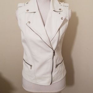 Jennifer Lopez white faux leather vest XS